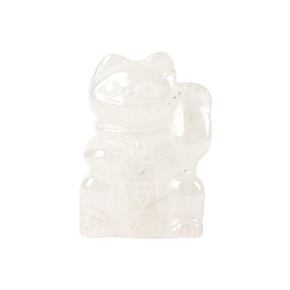 2" Clear Quartz Crystal Carving Lucky Cat Wholesale Crystals USA