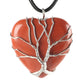 Silver Tree Of Life Wire Wrapped Heart Shape Stone Pendant Wholesale Crystals USA