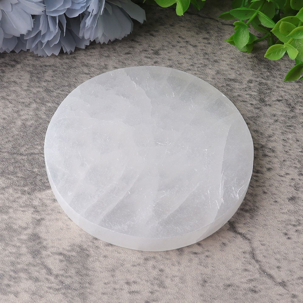 4" Selenite Coaster with Printing Wholesale Crystals USA