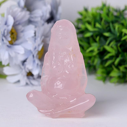 3.9" Rose Quartz Mother Earth Crystal Carvings Wholesale Crystals USA