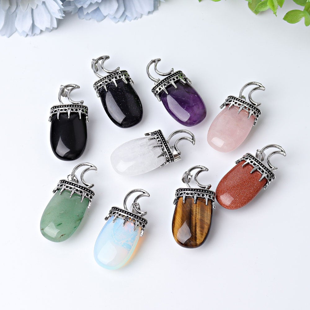 1.8" Crystal Pendant with Moon Decoration Wholesale Crystals USA