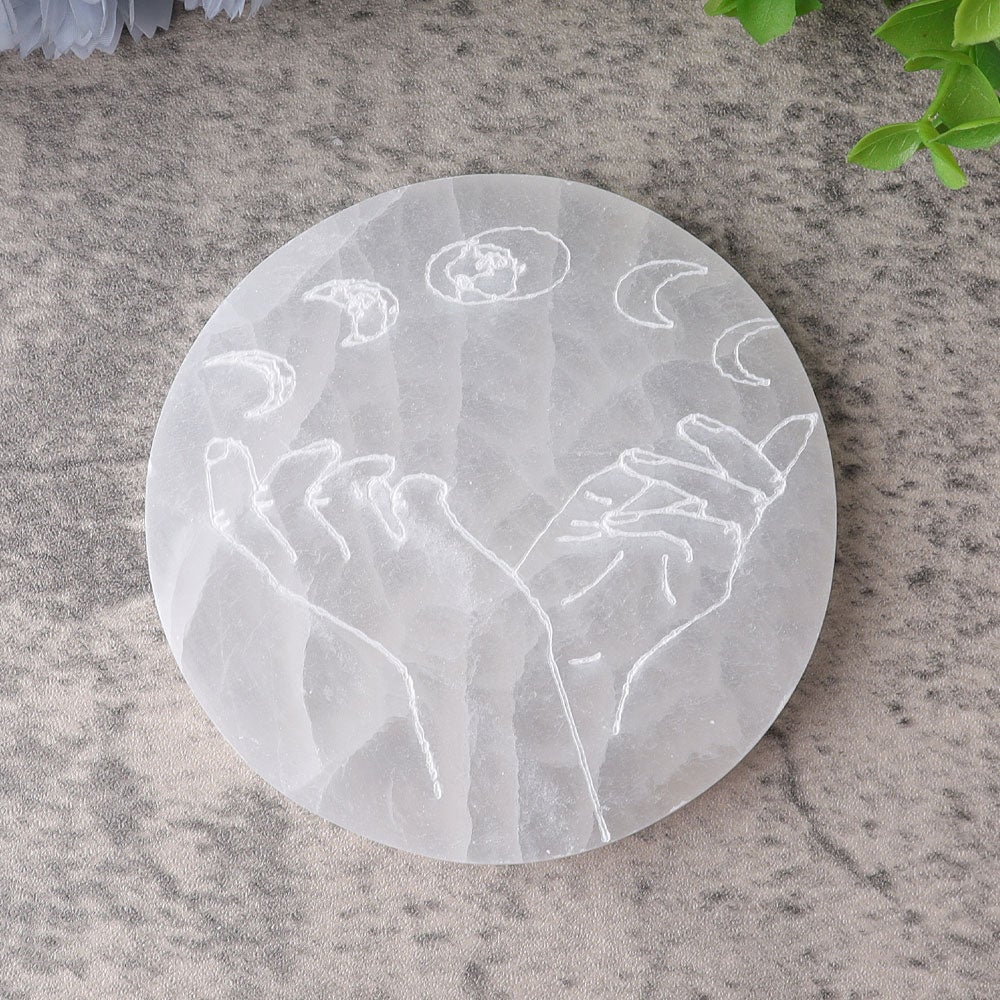 4" Selenite Coaster with Printing Wholesale Crystals USA