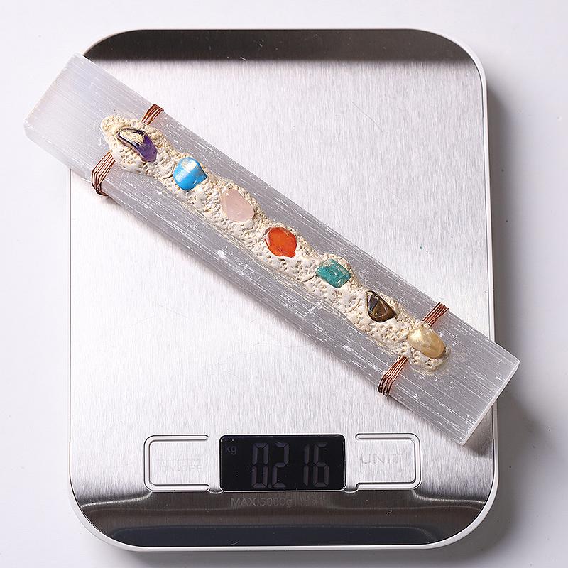 7" Selenite Wand with Chakra Stone