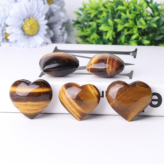 2" Tiger's Eye Heart Crystal Carvings Wholesale Crystals USA