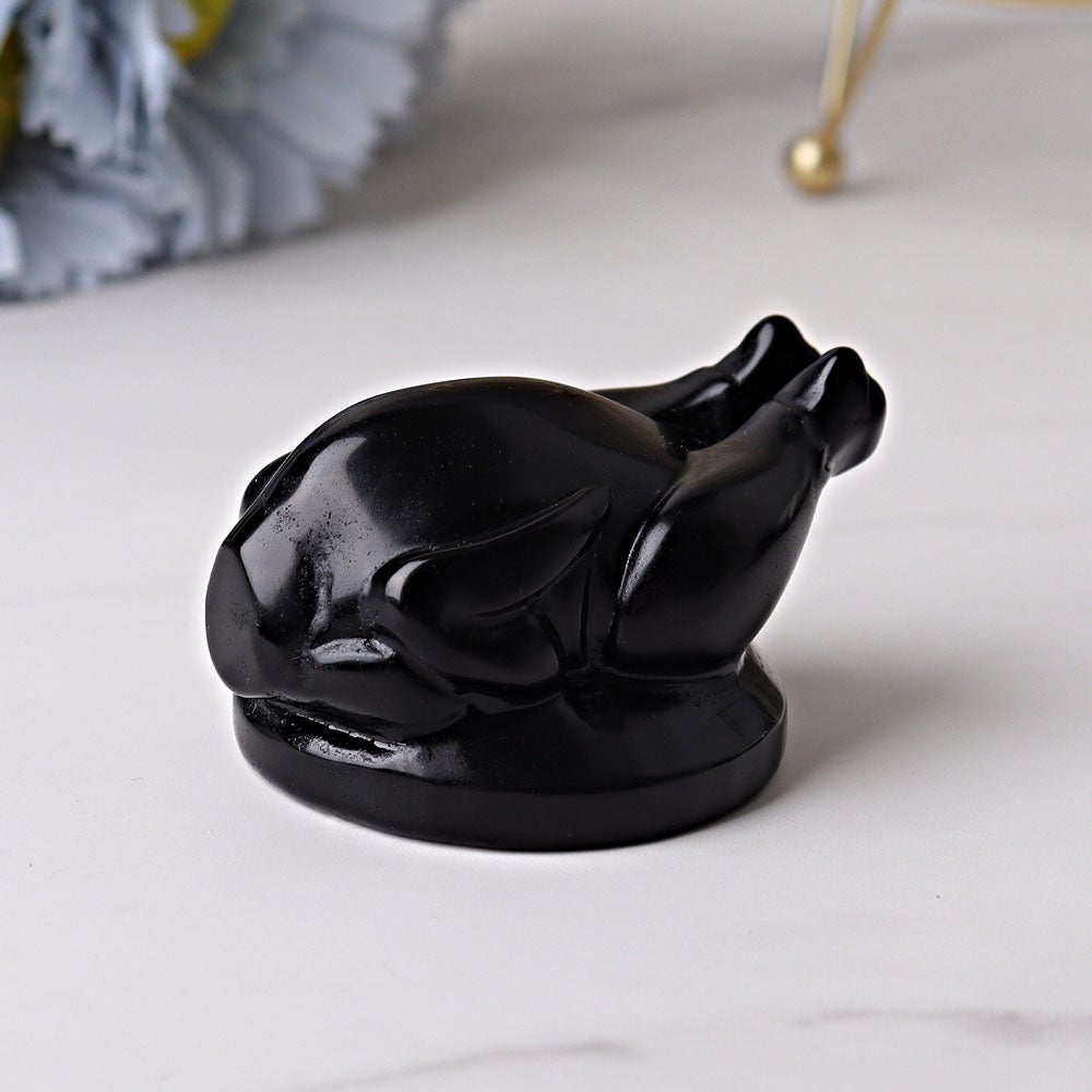 2.35" Black Obsidian Roast Turkey Crystal Carvings Wholesale Crystals USA