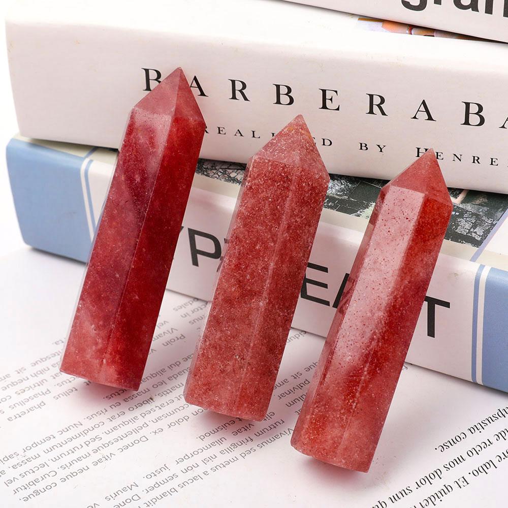 Set of 3 Strawberry Quartz Points Wholesale Crystals USA
