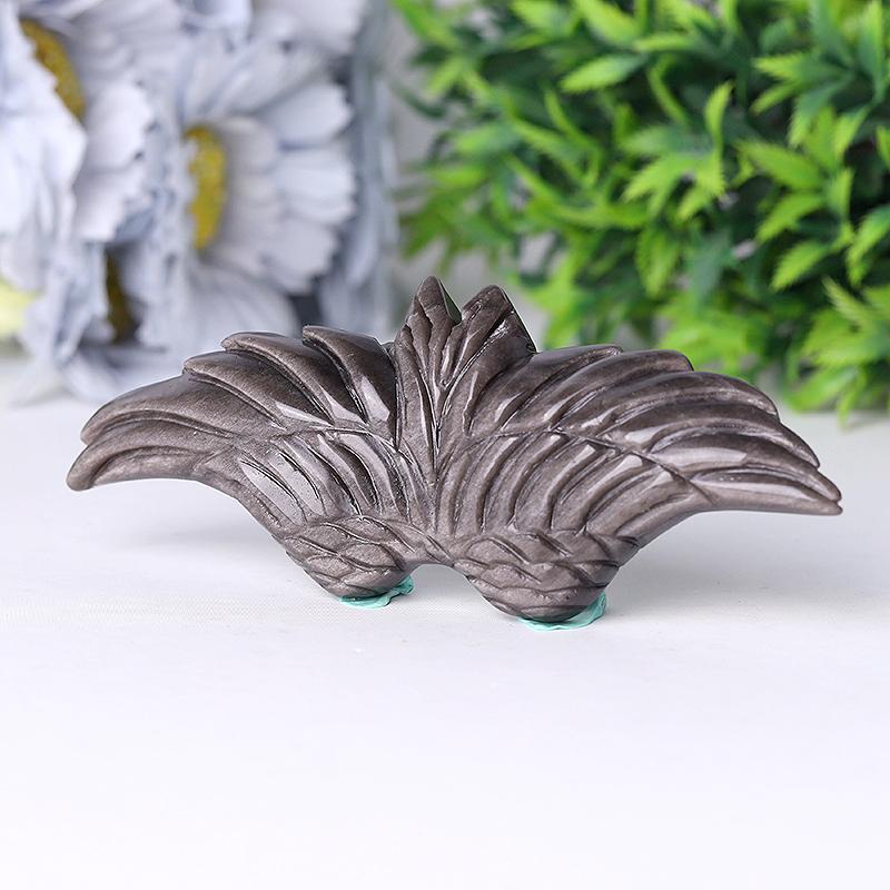 5.2" Silver Obsidian Wing Carving Wholesale Crystals USA