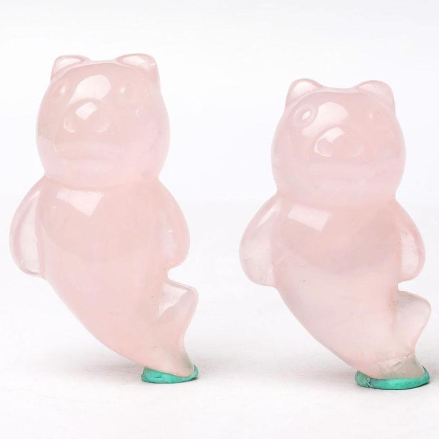 Rose Quartz Bear With Beauty Tail Crystal Carvings Wholesale Crystals USA