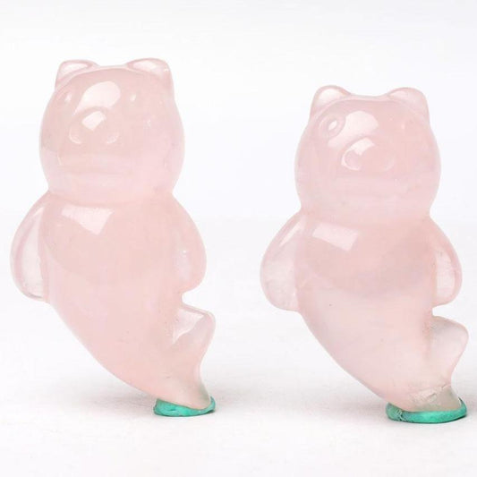 Rose Quartz Bear With Beauty Tail Crystal Carvings Wholesale Crystals USA