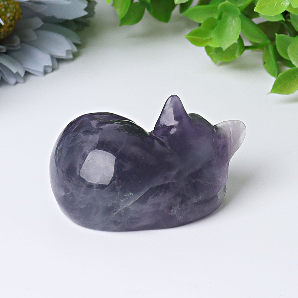 2" Fluorite Sleeping Cat Crystal Carvings Wholesale Crystals USA