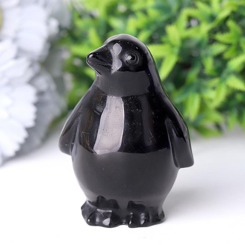3.2" Silver Obsidian Penguin Crystal Carvings Wholesale Crystals USA