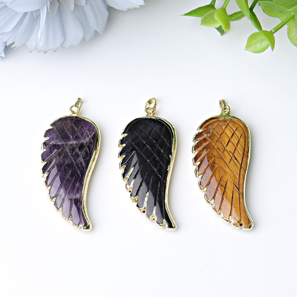 1.9" Wings Design Pendant with Golden Rim Wholesale Crystals USA