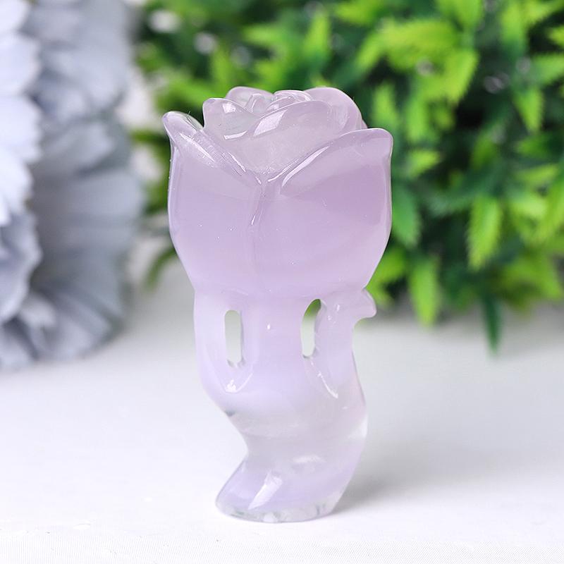 3" Natural Fluorite Rose Flower Carving for Collection Wholesale Crystals USA