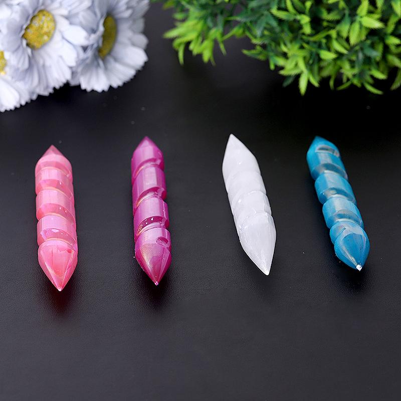 6" Spiral Selenite Double Terminated Wand