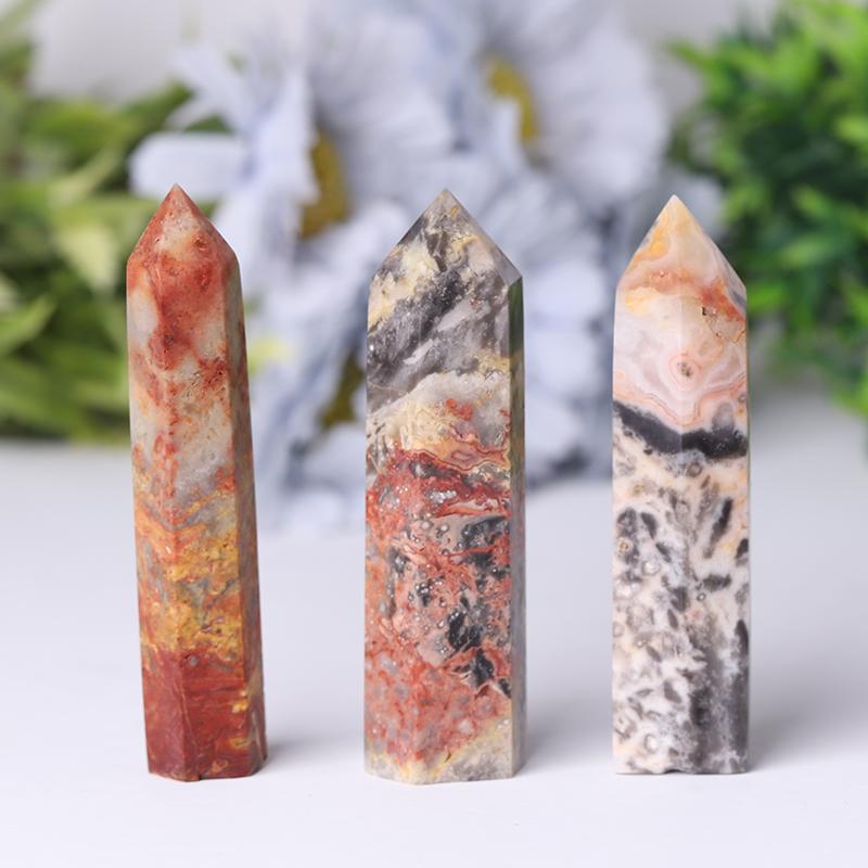 Natural Crystal Healing Wand Gemstone Point Crazy Agate Point Wholesale Crystals USA