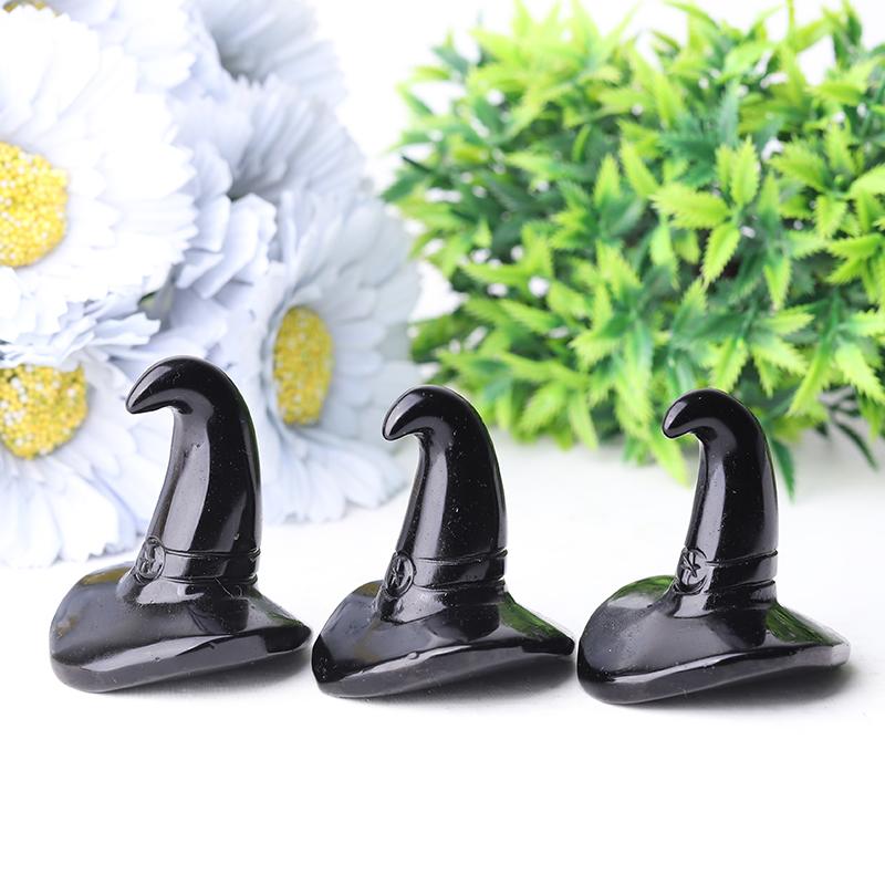 2.25" Black Obsidian Witch's Hat Crystal Carvings Wholesale Crystals USA