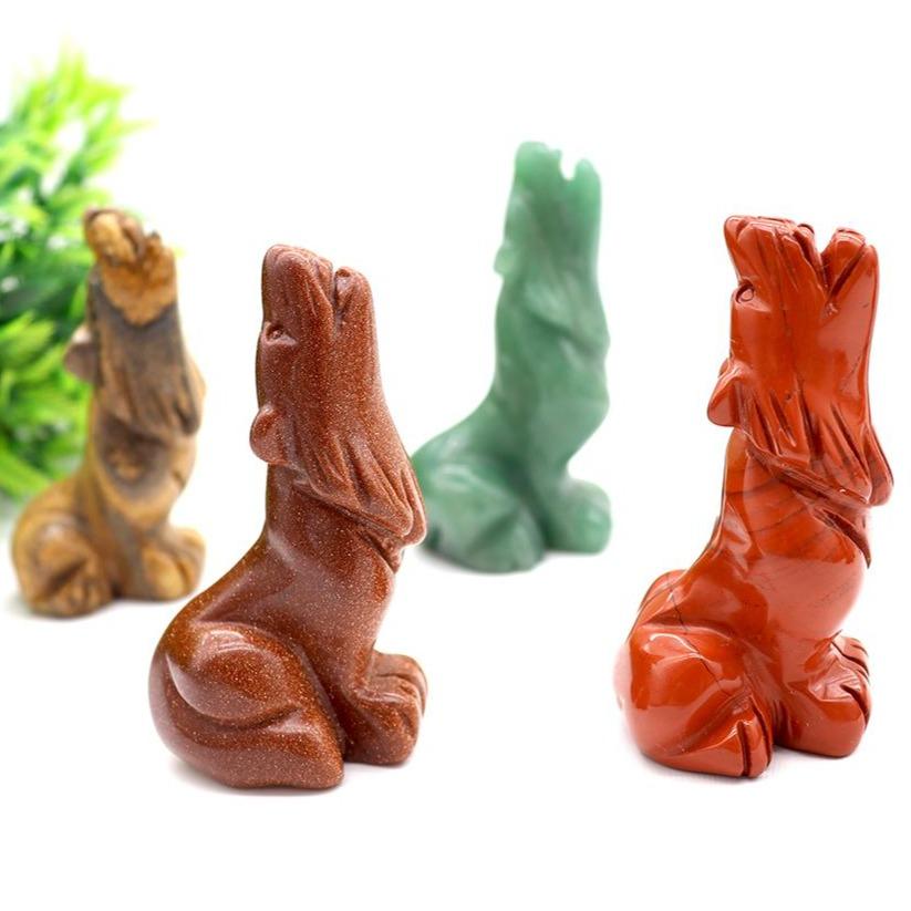 Hand carved wolf shaped crystal animal carving crafts Wholesale Crystals USA
