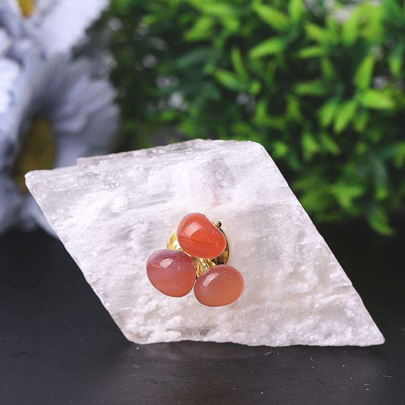 4" Selenite Base with Carnelian Decoration Free Form