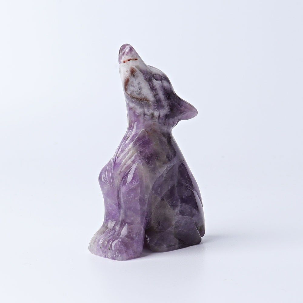 3" Dream Amethyst Wolf Crystal Carvings Wholesale Crystals USA