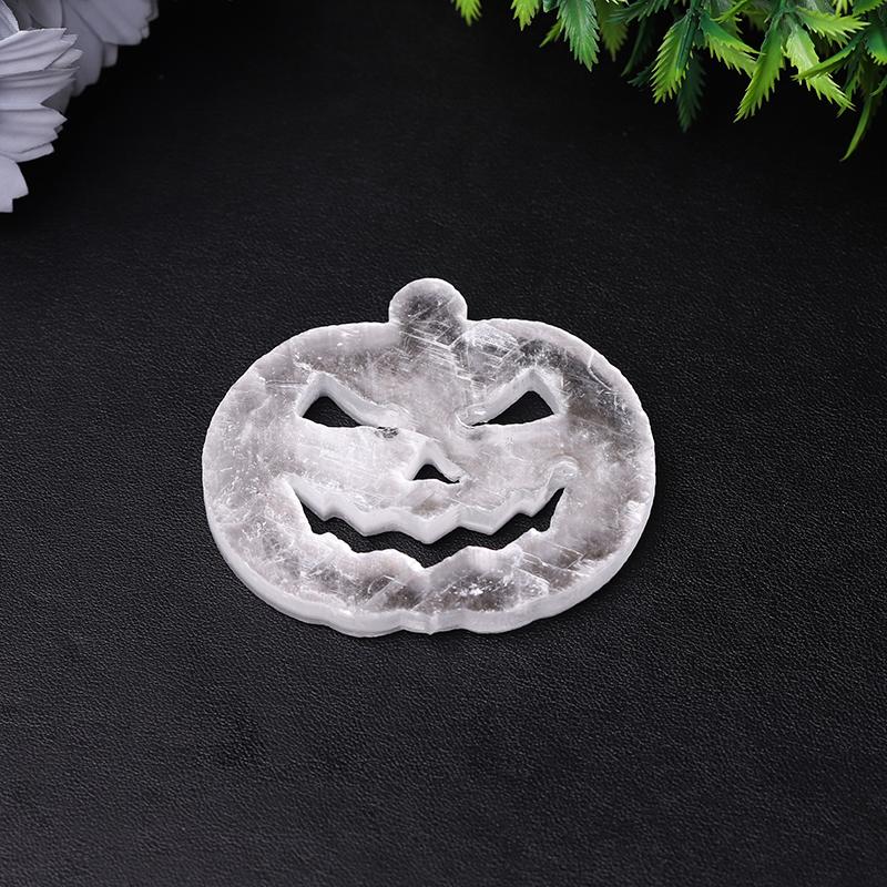 2.5" Selenite Pumpkin Face Hand Carving Halloween Gift Wholesale Crystals USA