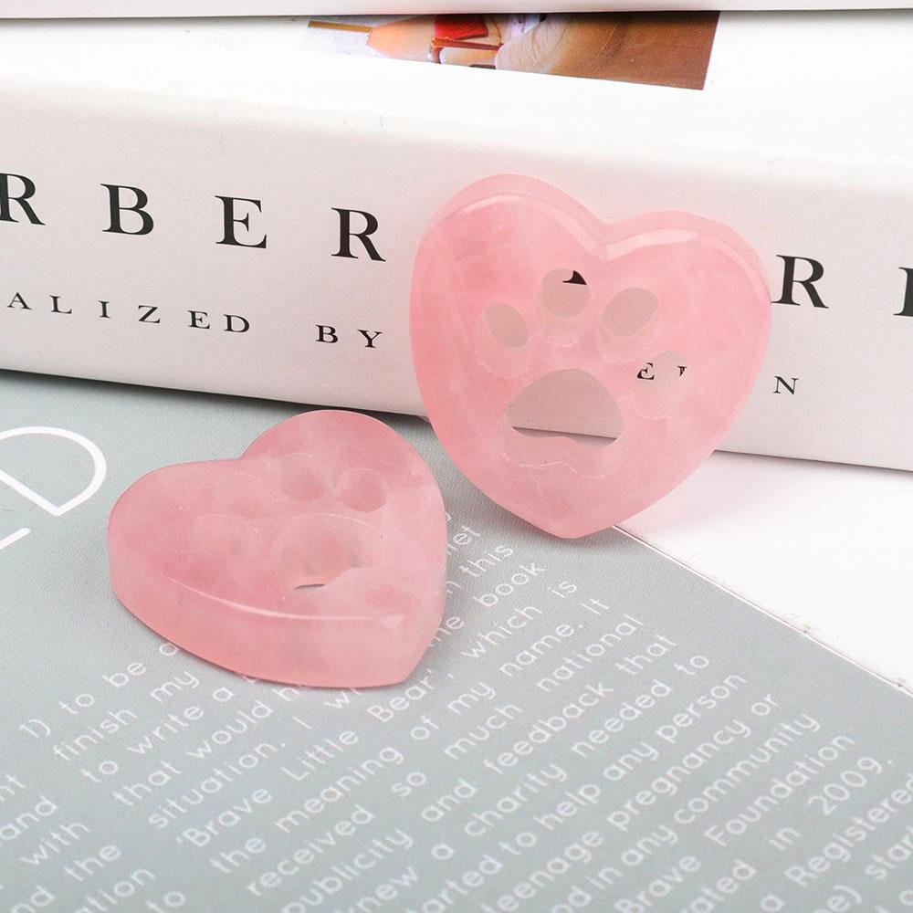Rose Quartz Heart Shape with Claw Carving Wholesale Crystals USA