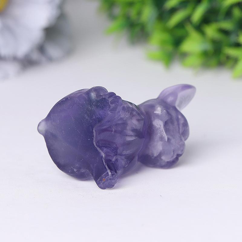 2.5" Wholesale High Quality Fluorite French Bulldog Carving Crystal Dog For Home Decor Wholesale Crystals USA