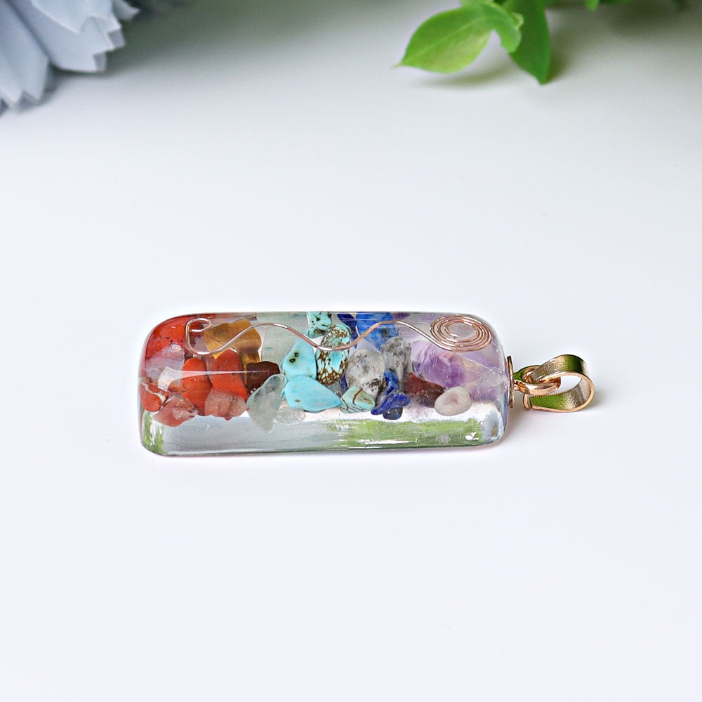 1.8" Chakra Resin Crystal Pendant Wholesale Crystals USA