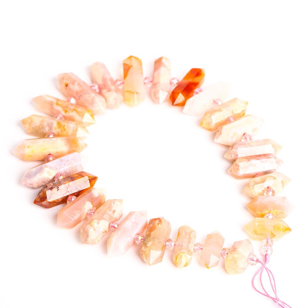 Flower Agate Crystal Point Chain String for DIY Wholesale Crystals USA