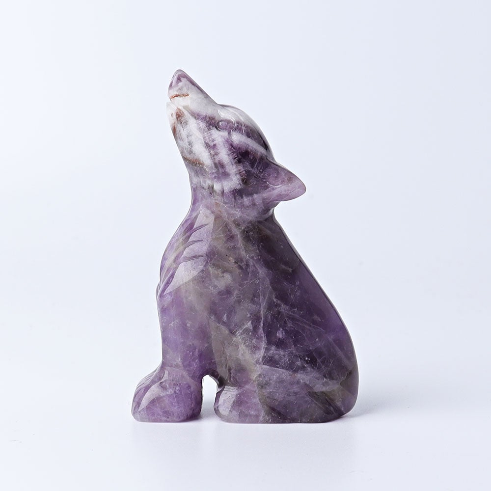 3" Dream Amethyst Wolf Crystal Carvings Wholesale Crystals USA