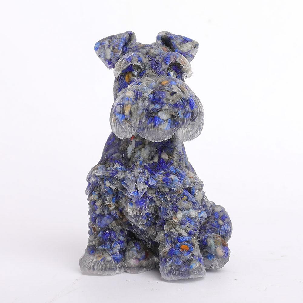 Lapis Gravel Resin Dog Figurines Schnauzer