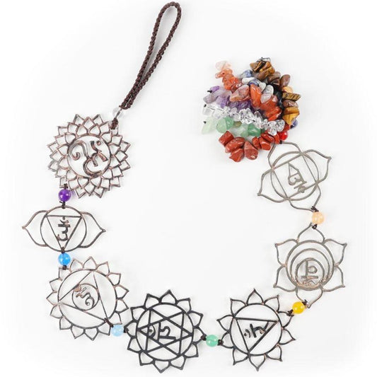 Chakra Metal Car Hanging Ornament With Crystal Tassel Wholesale Crystals USA