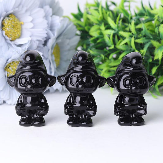 2.5" Black Obsidian Smurfs Crystal Carvings Wholesale Crystals USA