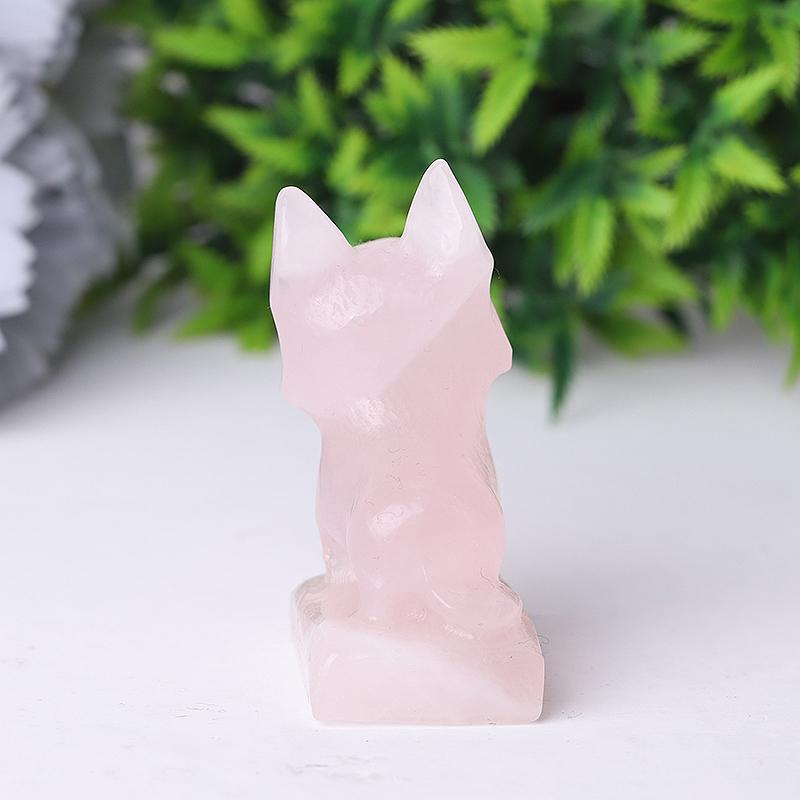 2.4" Rose Quartz Dog Crystal Carvings Wholesale Crystals USA