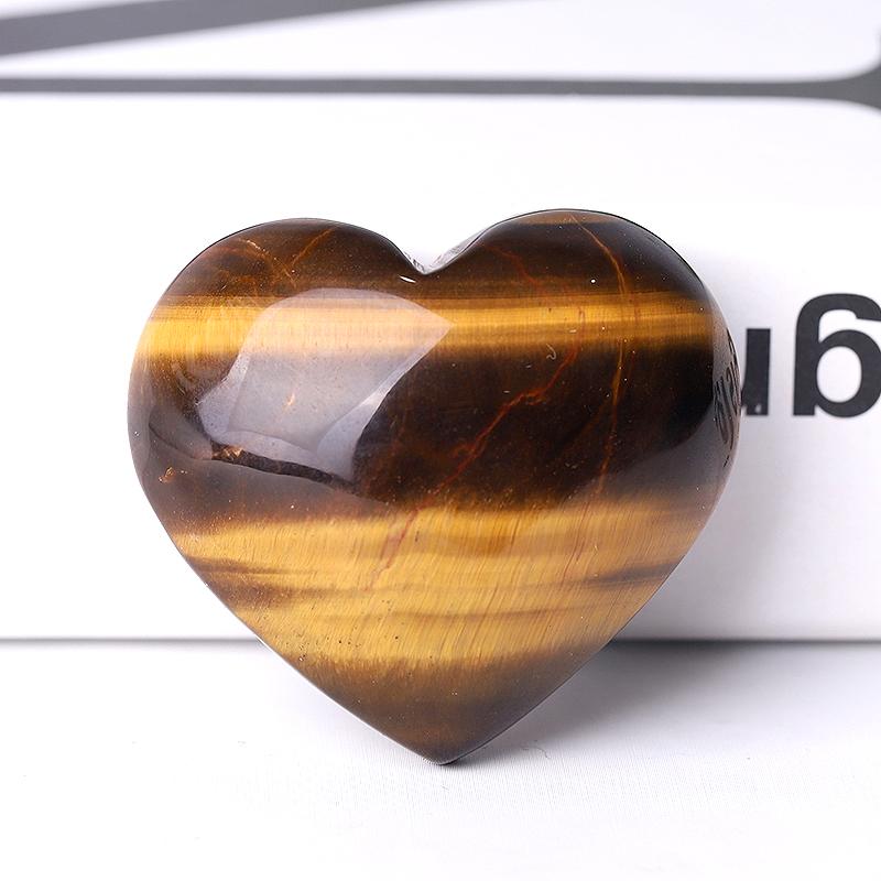 2" Tiger's Eye Heart Crystal Carvings Wholesale Crystals USA