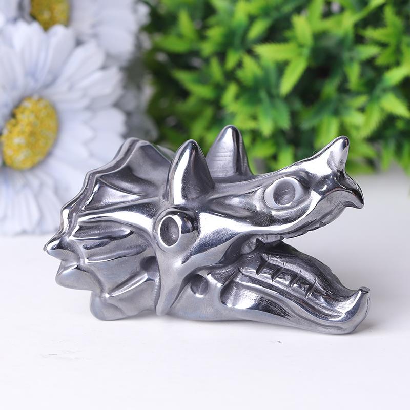 3.5" Terahertz Dragon Head Crystal Hematite Carvings Wholesale Crystals USA