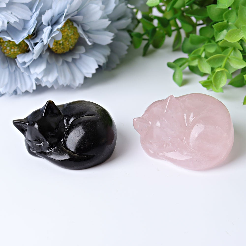 2.3" Sleeping Cat Crystal Carvings Wholesale Crystals USA