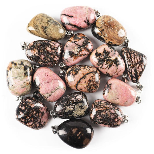 Natural Rhodonite Healing Crystal Polished Stones Irregular Crystal Pendant for Gift Wholesale Crystals USA