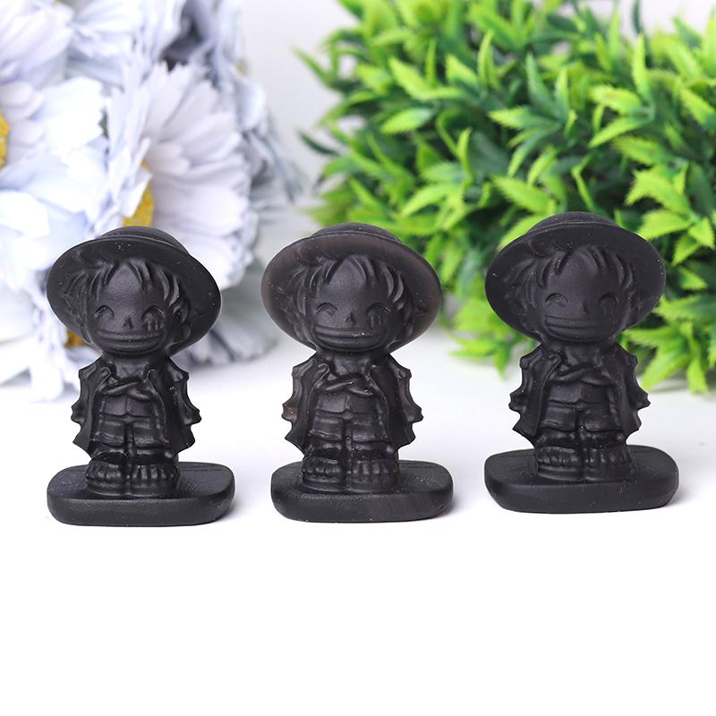 2.5" Black Obsidian Luffy Crystal Carvings Wholesale Crystals USA