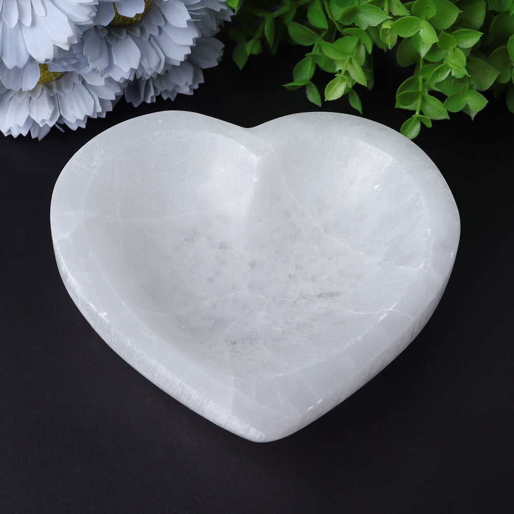 4.5" Selenite Heart Shape Bowl Wholesale Crystals USA