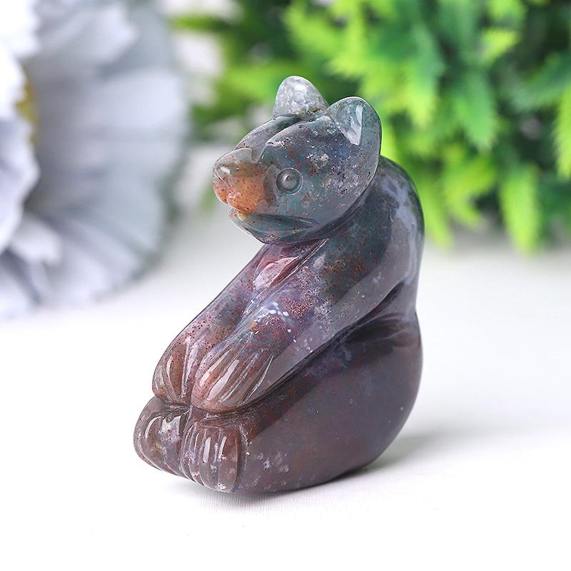 2" Moss Agate Bear Crystal Carving Wholesale Crystals USA