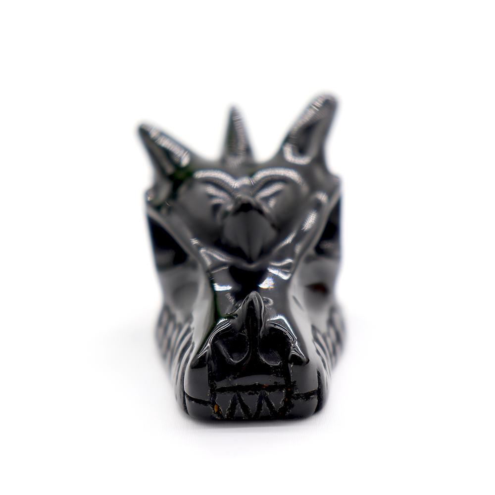 Black Obsdian Dragon Head Carving for Decoration Wholesale Crystals USA