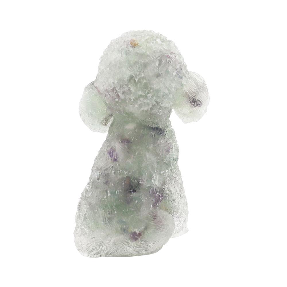 Resin Dog Figurines with Fluorite Gravel Toy Poodle