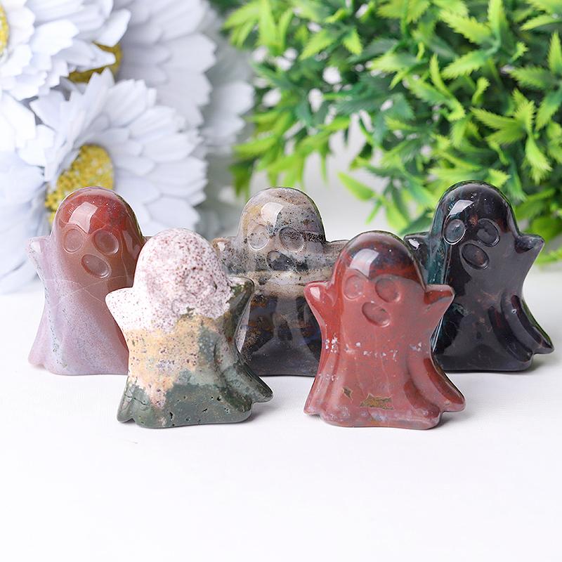 1.8" Ocean Jasper Ghost Crystal Carvings for Halloween Wholesale Crystals USA
