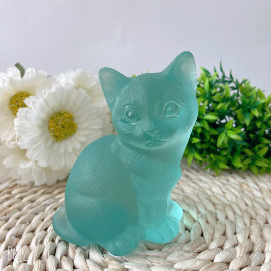 4.7" Glass Cat Crystal Carvings Wholesale Crystals USA