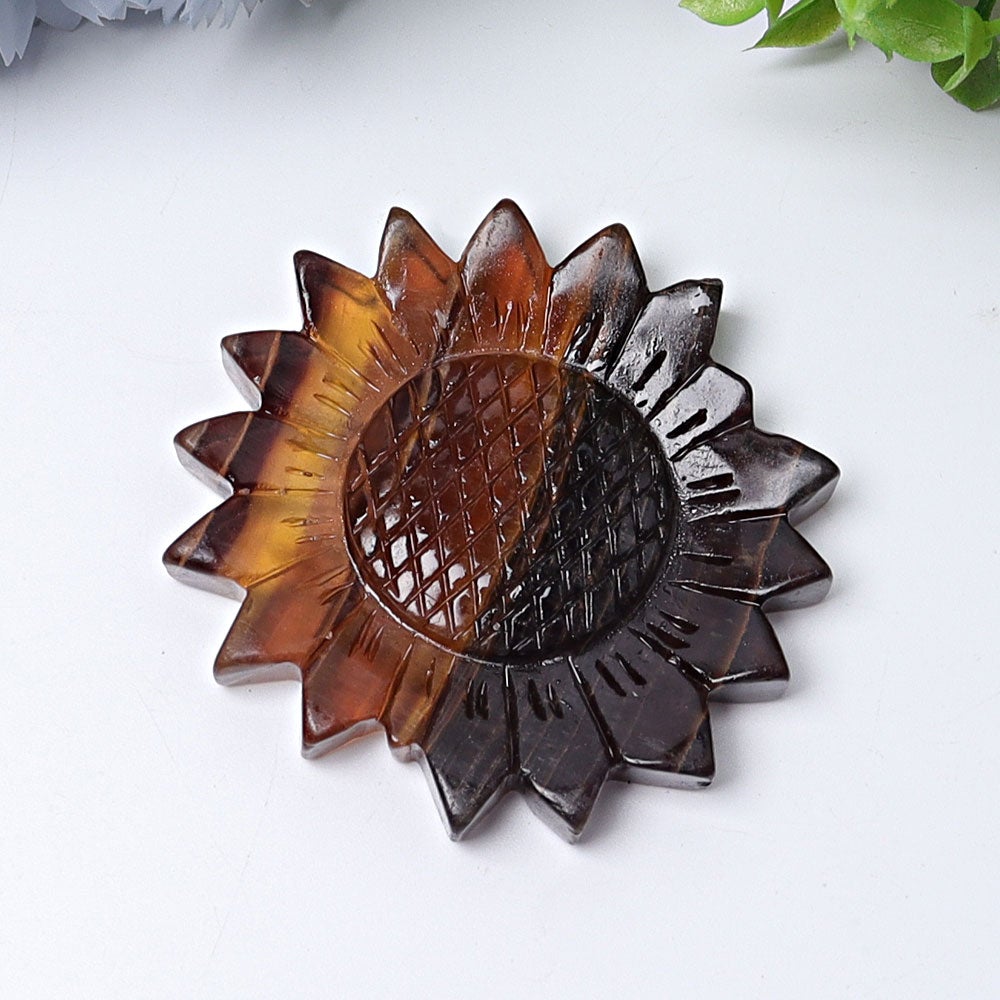 2.6" Fluorite Sun Flower Crystal Carvings Wholesale Crystals USA