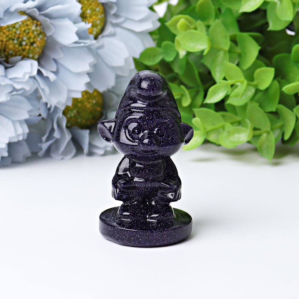 2.1" Blue Golden Sandstone Smurfs Crystal Carvings Wholesale Crystals USA