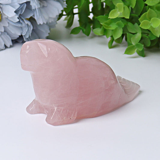 3.8" Rose Quartz Seal Crystal Carvings Wholesale Crystals USA