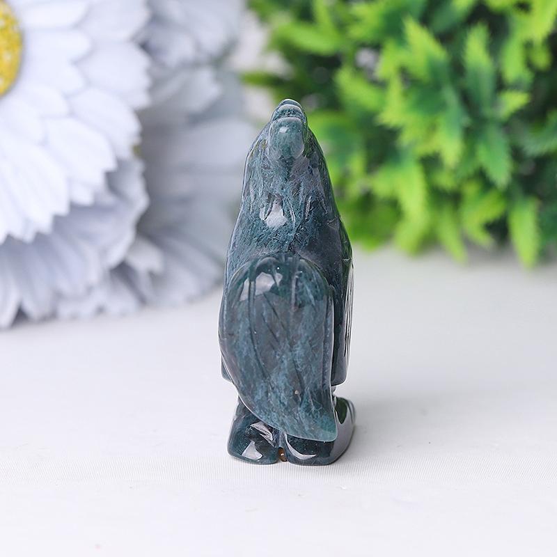 2" Moss Agate Rooster Crystal Carvings Wholesale Crystals USA