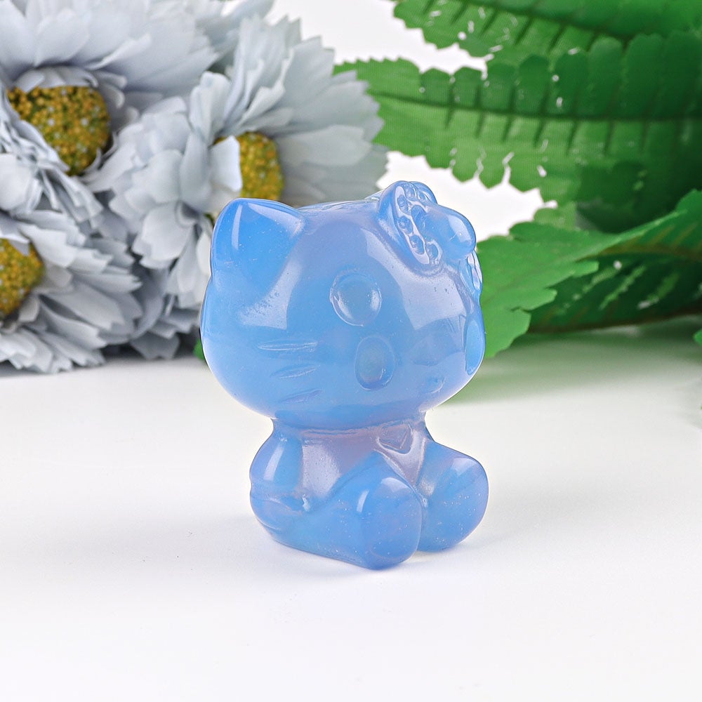 1.9" Blue Opalite Hello Kitty Cat  Crystal Carving Wholesale Crystals USA