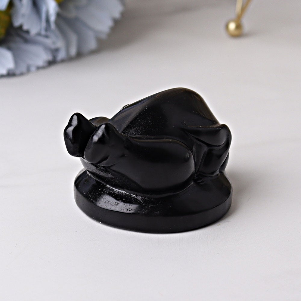 2.35" Black Obsidian Roast Turkey Crystal Carvings Wholesale Crystals USA